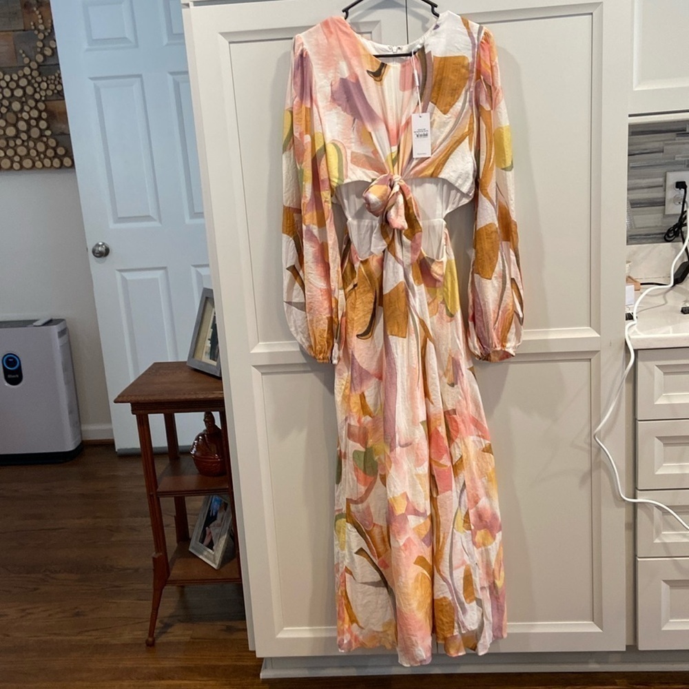 Petal + Pup Laquin Long Sleeve Maxi Dress NWT - Pink XL